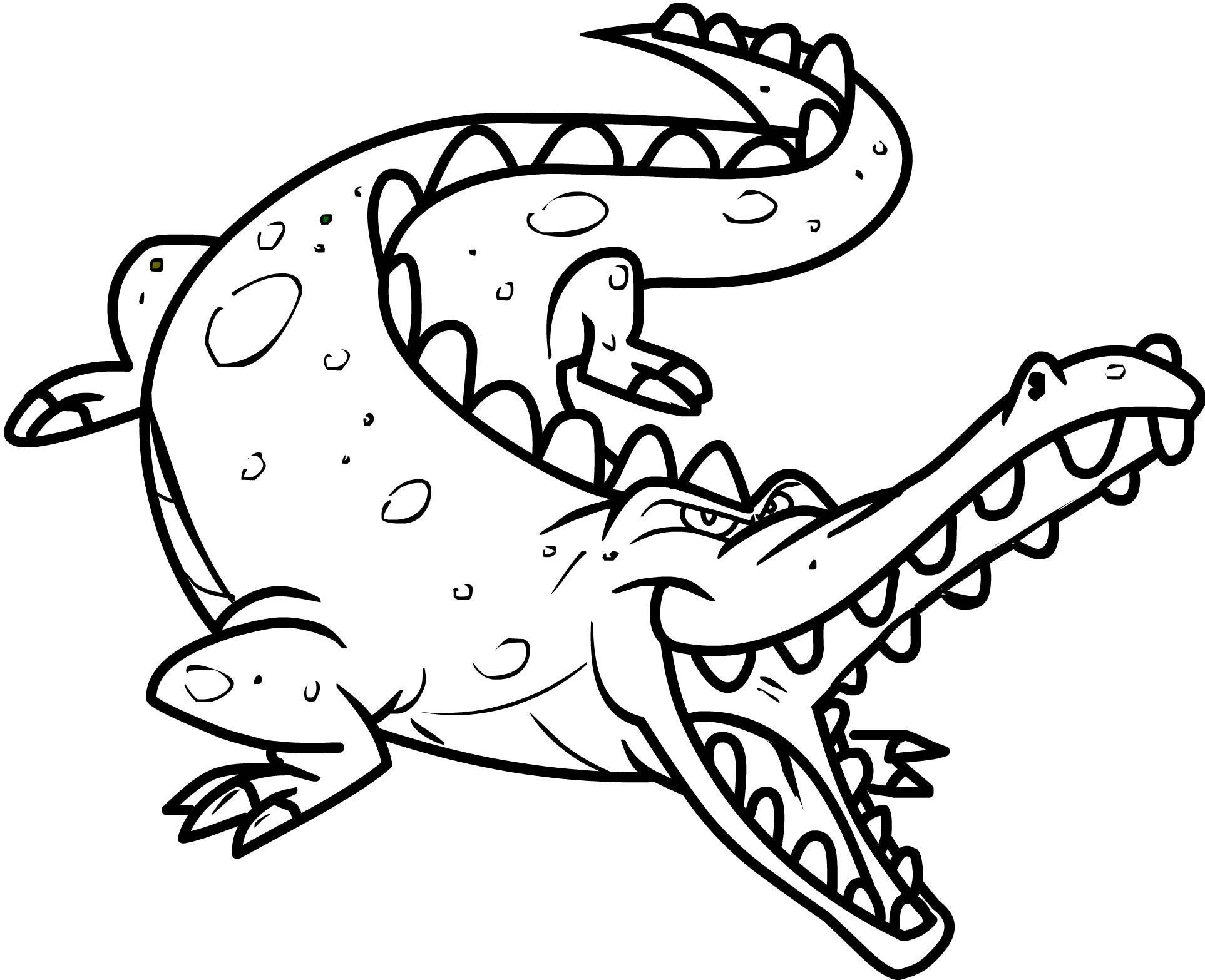 Online coloring book: Coloring page alligator with open mouth